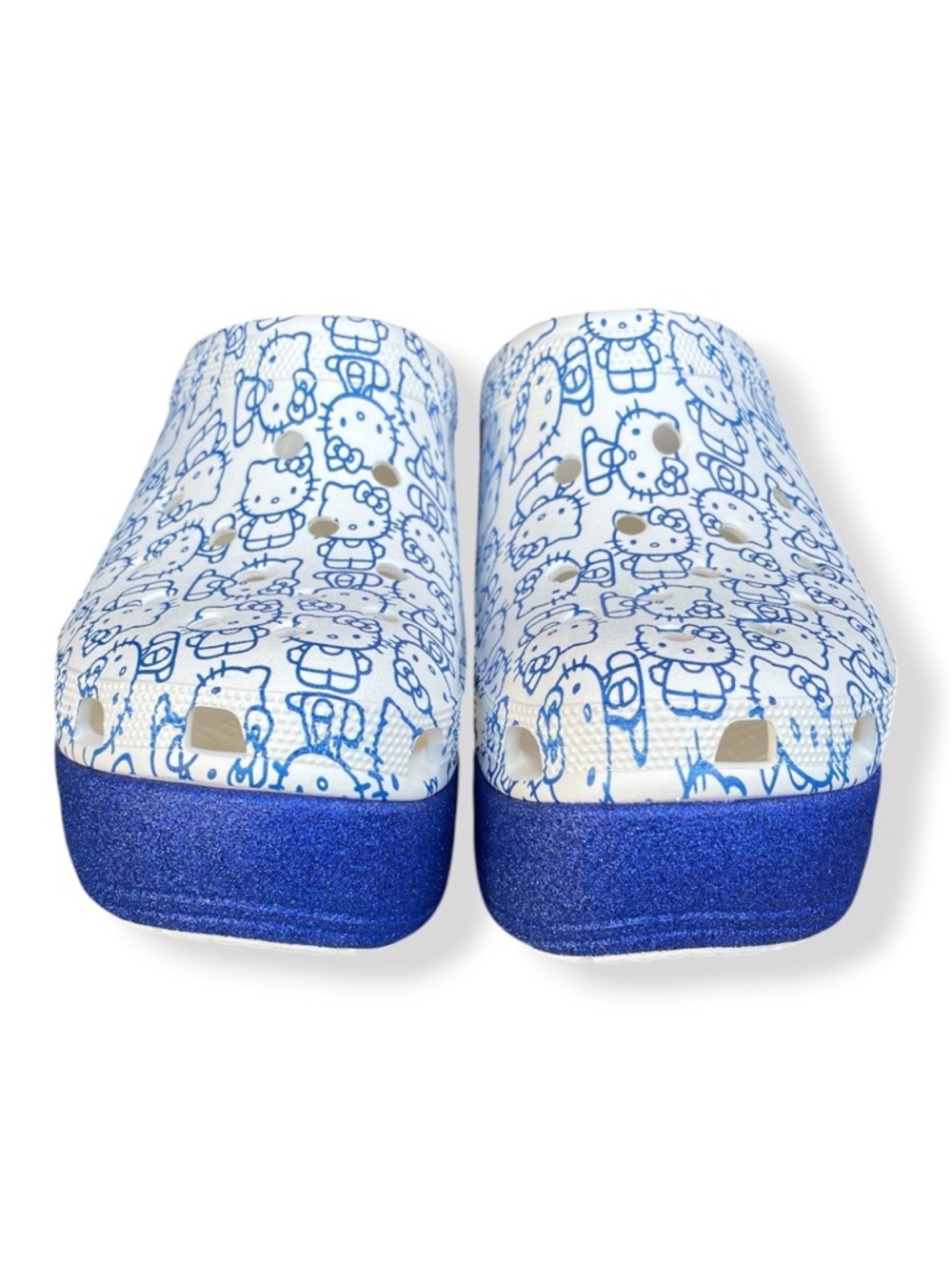 Hello Kitty x Crocs Siren Clog '50th Anniversary' Blue Glitter Platform Mules 11 - Picture 4 of 15